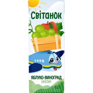Сок Свитанок Яблоко-виноград белый ТП 0,2л