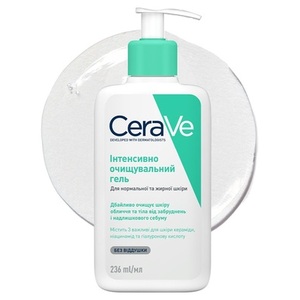 Гель CeraVe Интенсивно очищающий для нормальной и жирной кожи лица и тела 236 мл