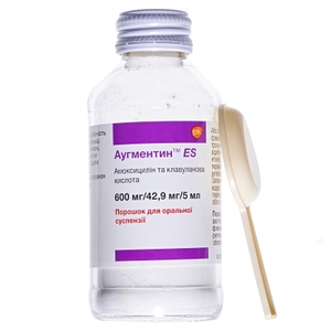 Аугментин ES порошок 600 мг/42.9 мг/5 мл по 100 мл во флаконе