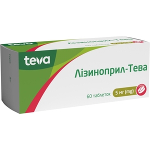 Лизиноприл-Тева таблетки по 5 мг 60 шт. (10х6)