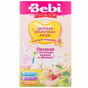 Каша Bebi для полдника овсяная Печ с вишней и яблоком