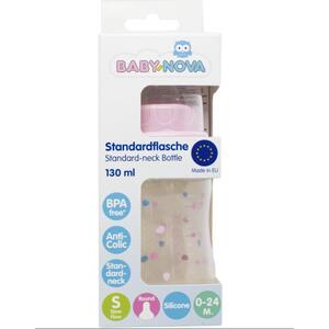 Бутылочка Baby-nova 45010-1 Одноцв.пластм.розовая 130мл