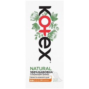 KOTEX прокладки ежедневные Natural Normal 20шт