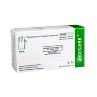 Рукавички оглядові нітрил н/с без пудри Medicare, M сині