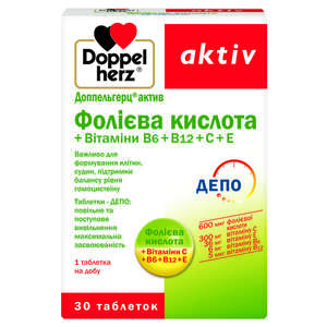 Доппельгерц Актив Фолиева к-та+Вит.В6+В12+С+Е табл.№30