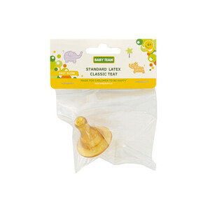 Соска Baby Team латексная классическая 2305 с Х-образным отверстием для каш 1шт 6+