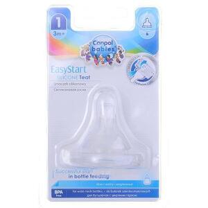 Соска для бутылочек с широким горлом Canpol Babies EasyStart силиконовая медленная 1 шт