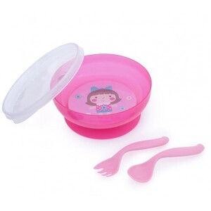 Мисочка Canpol с присоской и крышкой, вилкой и ложкой