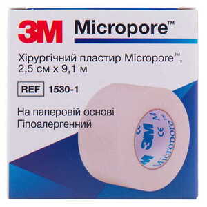 Пластир Micropore хір. з диспенсером 2,5 см х 9,1 м 1535 E-1 (білий)