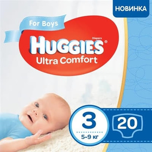 Підгузки Хаггіс Ультра Комфорт для хлопчиків 3 (5-9 кг) №20