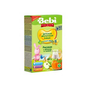 Каша Bebi Преміум молочна рисова з яблуком і гарбузом 200г