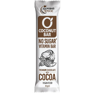 Батончик Здоровый перекус кокосовый с какао в шоколадной глазури 40г