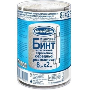Бинт Білосніжка еласт. стрічк. серед. розт. 8см х 2м