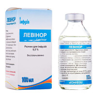 Левинор раствор для инфузий 0.5% по 100 мл в бутылке