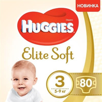 Підгузники Хаггіс Еlit Soft 3 (5-9кг) №1 (80)