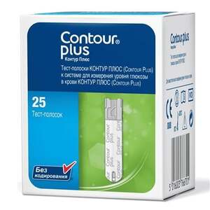 Тест-полоски CONTOUR PLUS для глюкометров №25