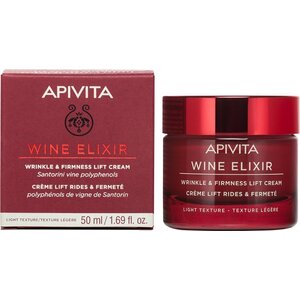 Крем-лифтинг Apivita WINE ELIXIR против морщин легкая текстура с полифенолами вина Санторини 50 мл