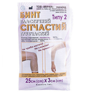 Бинт эласт.сетчат.труб.Тип-2 полиэстер (рука,нога) 25*3см Миран